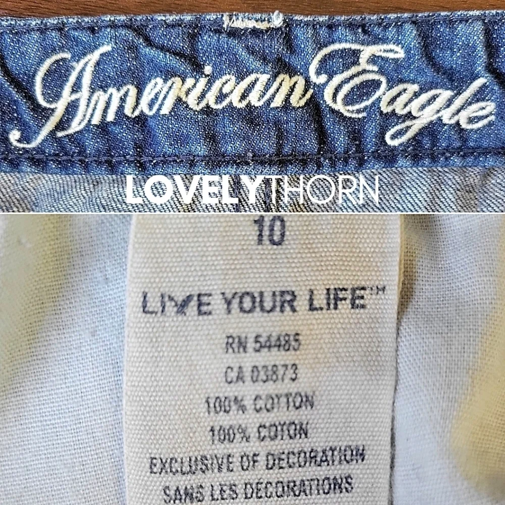 AMERICAN EAGLE // distressed raw hem denim mini skirt